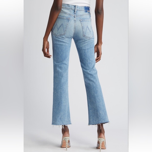 MOTHER Superior The Tripper High Waist Flood Frayed Flare Blue Jeans - Picture 3 of 9